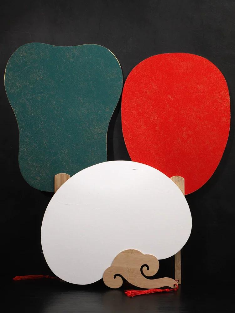 Thickened Xuan Paper Fan Surface Circular Fan Double-Sided Blank Paper Fan Painting Heart Card Paper DIY Kids Handmade Fan Painting Brush