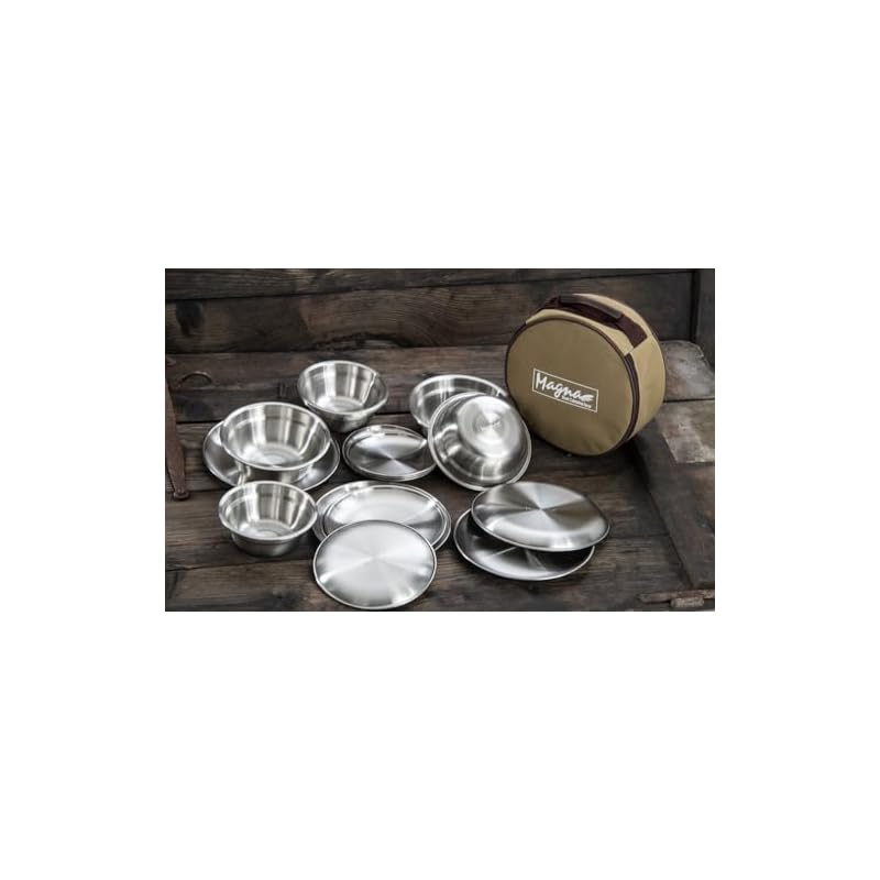MAGNA Stainless Steel Dinnerware Set, Camping, BBQ, Outdoor, Family Set (04 SUS304, 20-Piece Set)