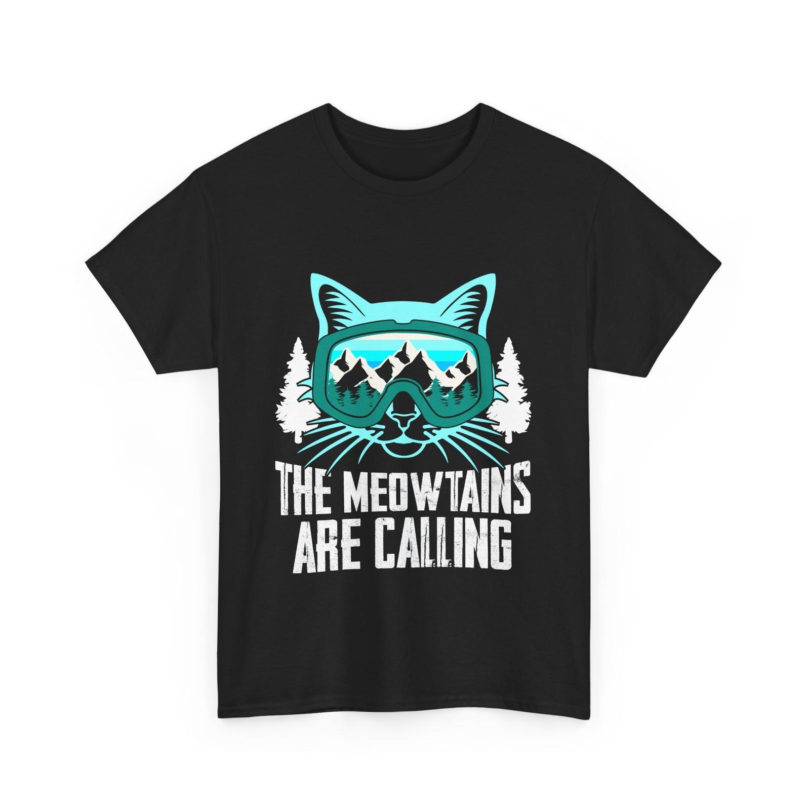 The Meowtains Are Calling Snowboarding Snowboarder Cat Goggle Cute T-Shirt Mens Womens Tees Top 4XL
