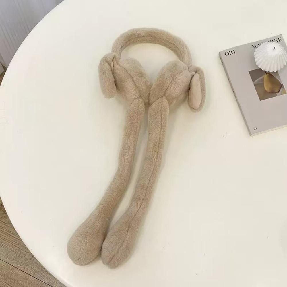 Cute Rabbit Ear Muffs Soft Moving Jumping Ears Winter Warm Earmuffs Ear Protection Cover for Women Girls
