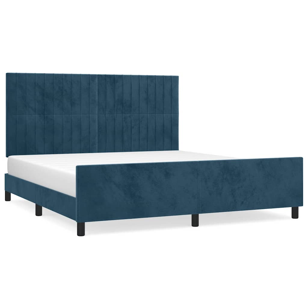 Bed Frame with Headboard Dark Blue 180 x 200 cm Velvet