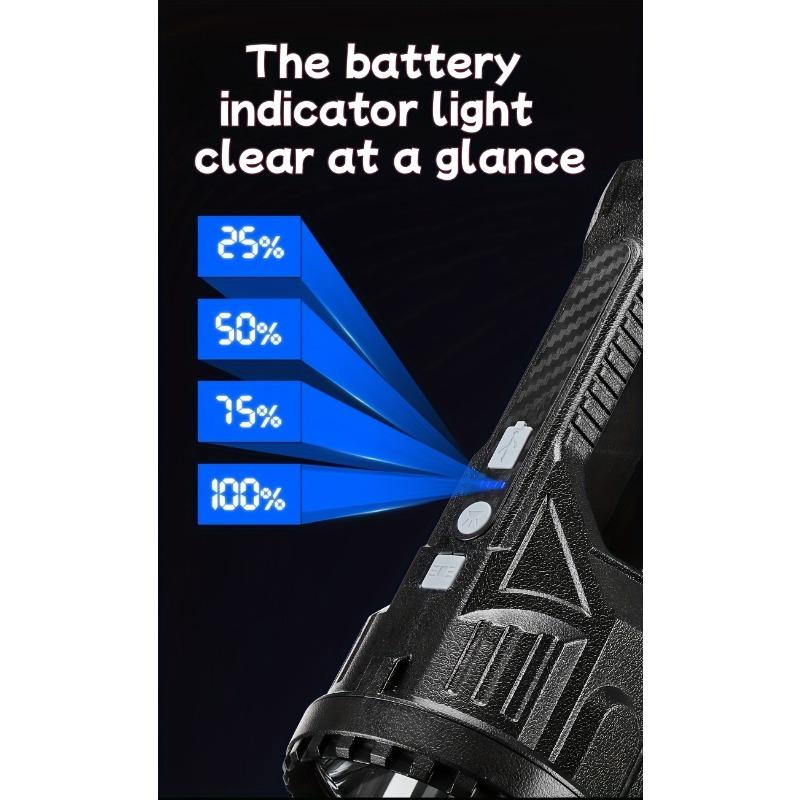Long Distance Bright LED Flashlight, Portable Rechargeable Spotlight, Suitable for Camping, Hiking, Emergency Situations, Search and Rescue