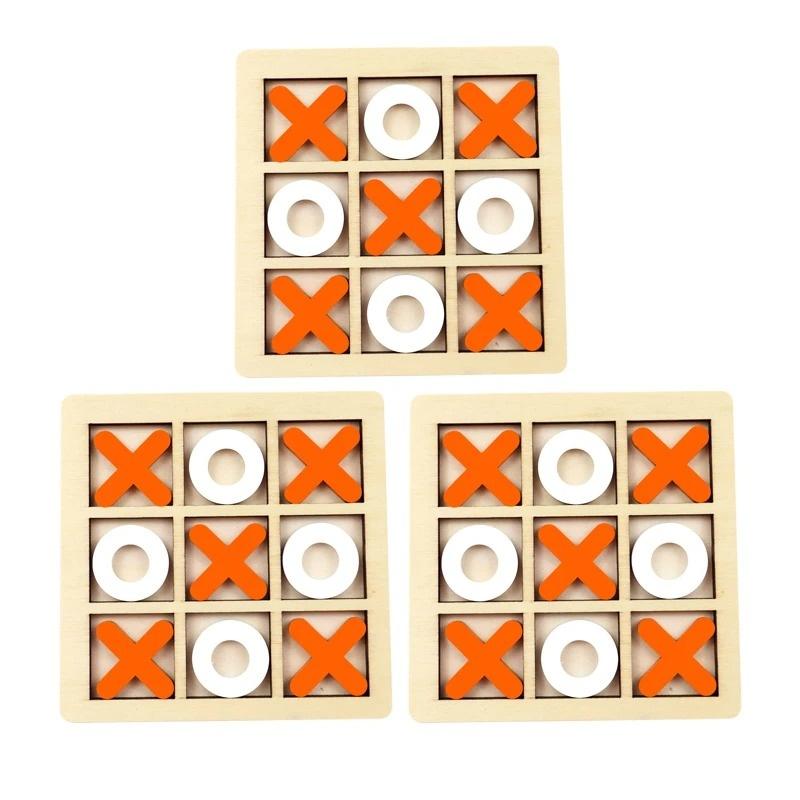 Wooden Tic Tac Toe Games Puzzle Templates XO Table Chess Board Game for Kids Family Activities Educational Toys Birthday Gift