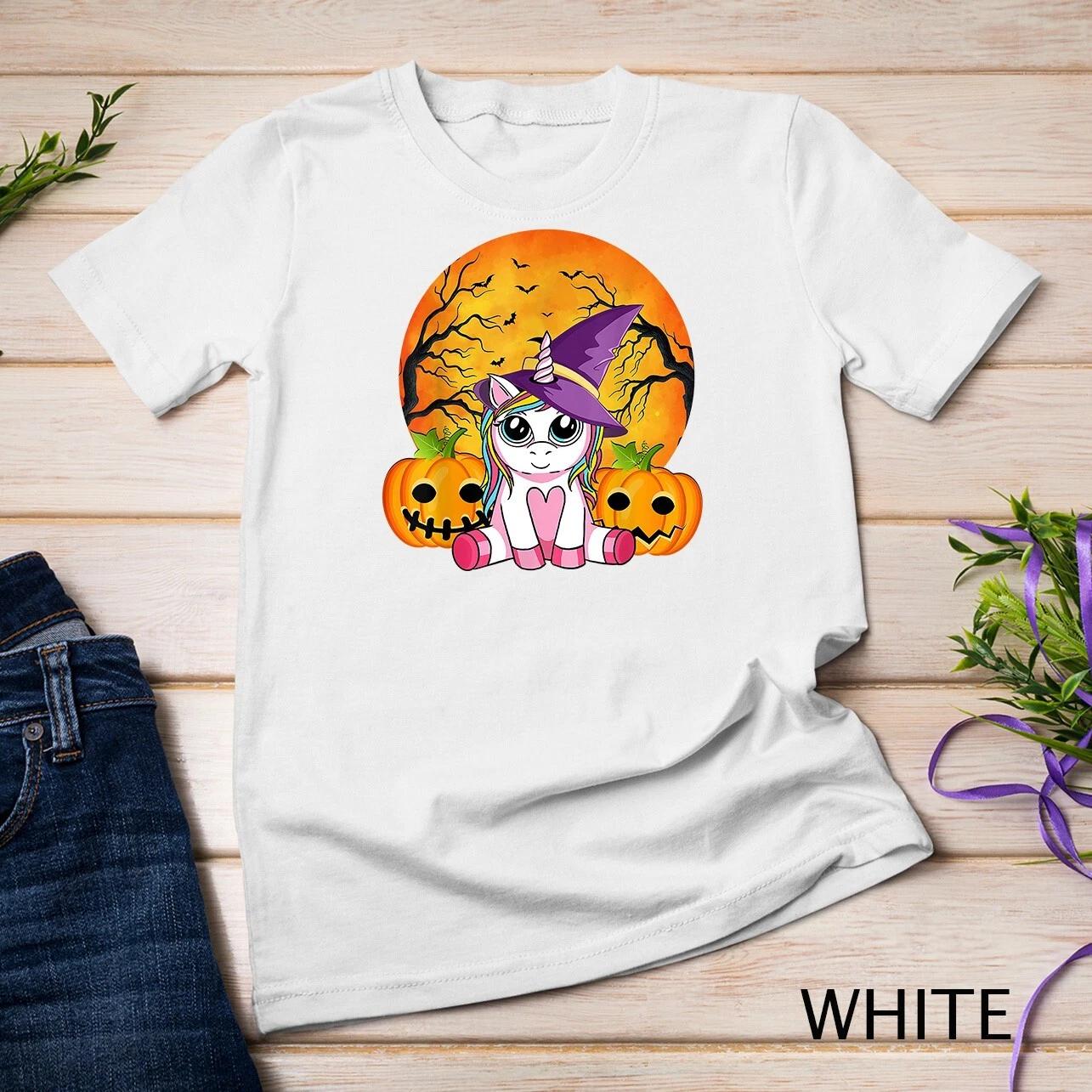 Cute Halloween Shirt Girls Women Witchy Unicorn Halloween T-Shirt Unisex T-shirt S
