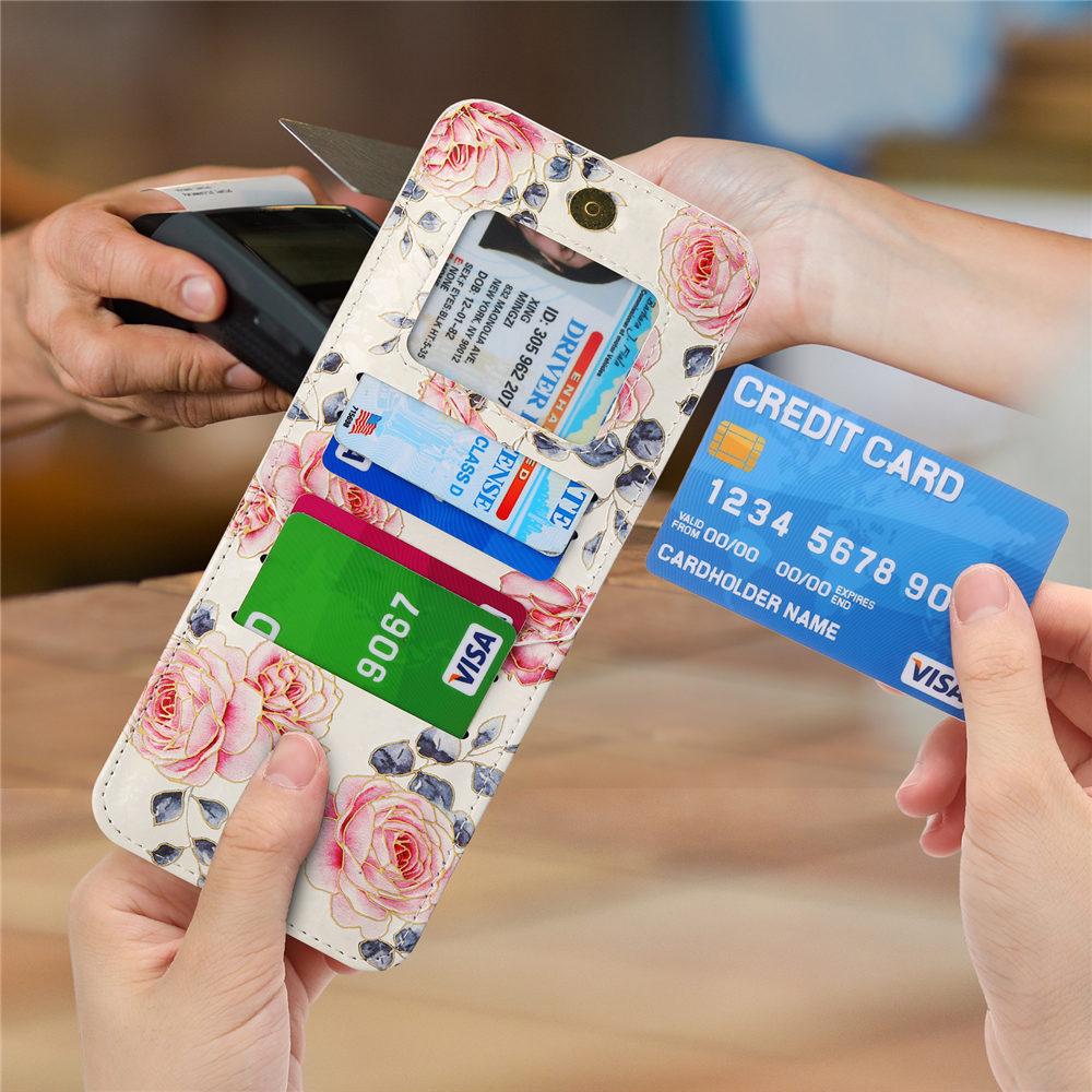 Zipper Crossbody Wallet Cards Slot Flower Case For Samsung Galaxy Z Flip 7 6 Flip 5 4 3 Leather Long Lanyard Strap Cover