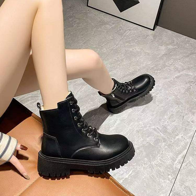 Martin velvet boots women's new British autumn and winter platform height 2025 boots short boots student single boots