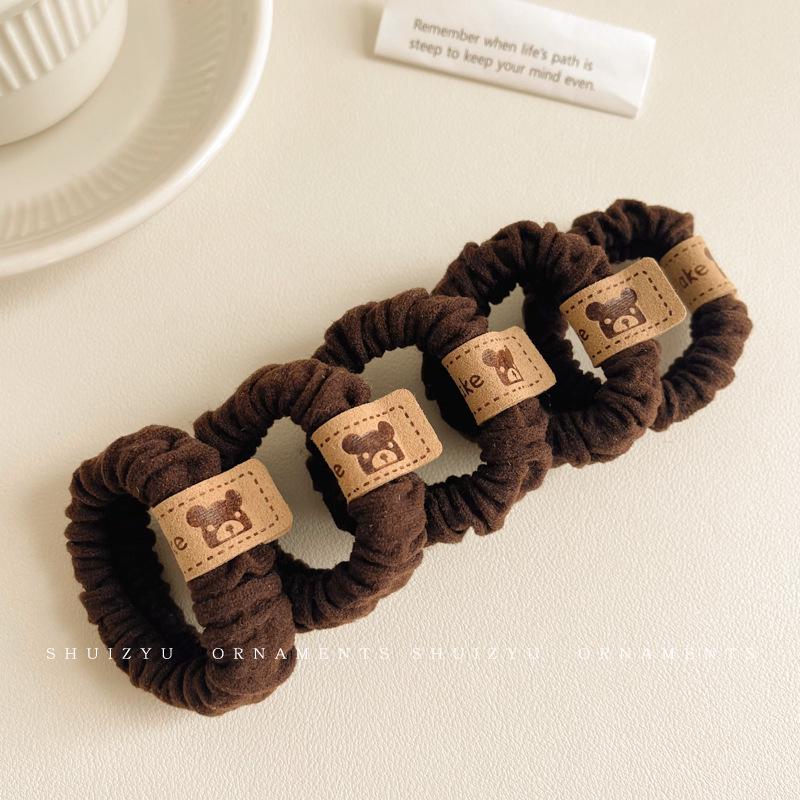 Kleiner Bär Hochelastisches Kaffee-Haargummi für Frauen und Mädchen - Langlebig, Schlicht und Elegant