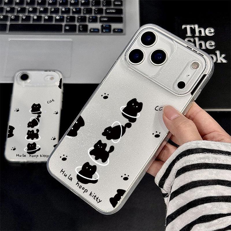 

Glitter Hula Hoop Kitten Phone Case for iPhone 17 Pro Max, 17 Air, 15, 16, 11, and 7/8 Plus. iPhone 15