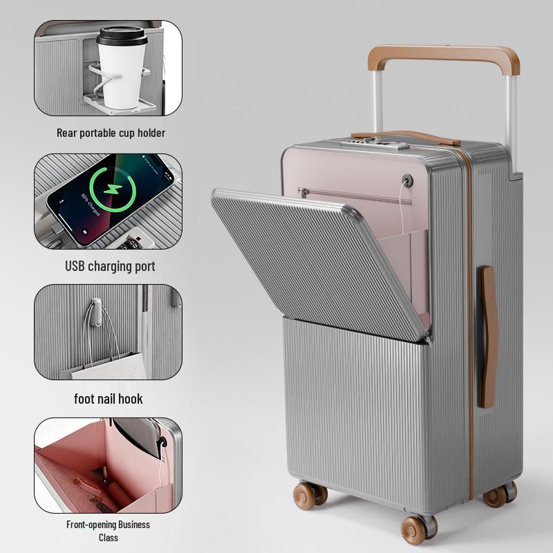 24-Inch Multifunctional Suitcase with Universal Wheels and New Lock System