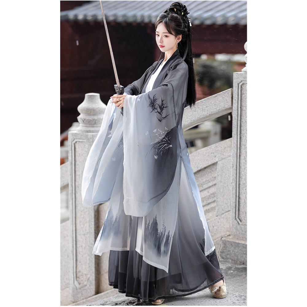 Costum Fustă dintr-o singură piesă până în talie pentru adulți și Cămașă cu mâneci largi Stil Dinastia Song Chineză Pentru Bărbați și Femei