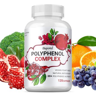 Polyphenol Complex Nutritional Capsules, Containing Pomegranate, Resveratrol, and Cranberry Extracts, for Daily Health Maintenance.