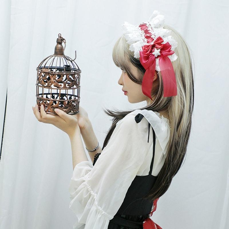 Lace Ribbon Headband Sweet Star Japanese Styles Anime Maid Costume Accessories for Teens Girl Women Halloween Props