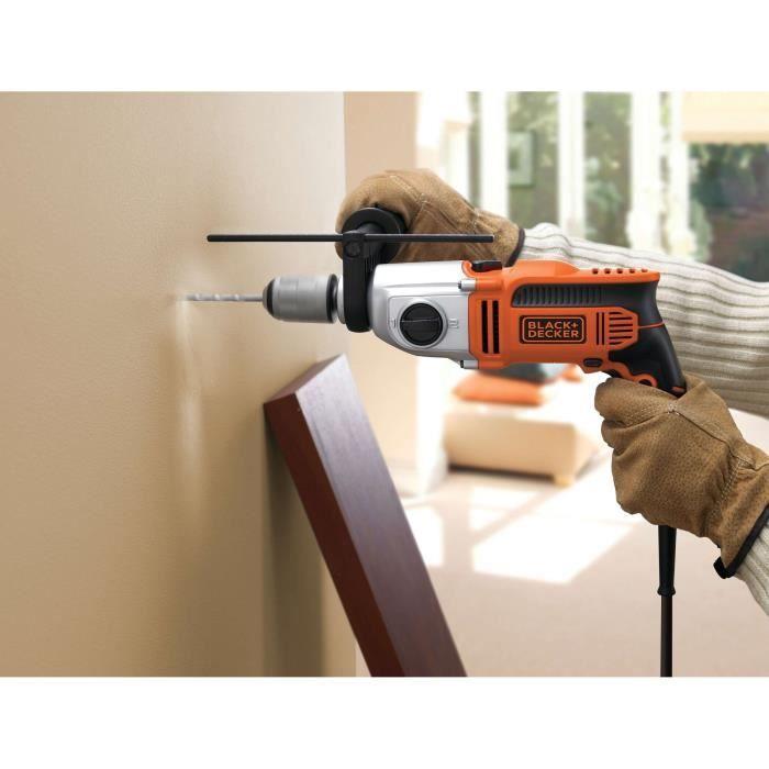 Perceuse à percussion filaire BLACK+DECKER KR1102K - 1100 W - 2 vitesses - Mandrin 13 mm - Béton 20 mm