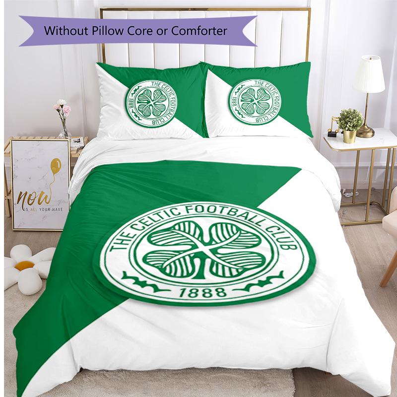 Set Biancheria da Letto Celtic FC Stampato 3 Pezzi Copripiumino Traspirante con Federe Biancheria da Letto Decorativa per Camera da Letto Casa