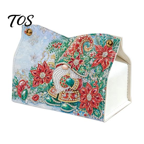 Festliche Raumdekoration DIY Weihnachten Diamantmalerei Taschentuchbox, Funkelnde Strasssteine PU-Leder Servietten Bastelsets für Jugendliche Halter, Rechteckige Aufbewahrung