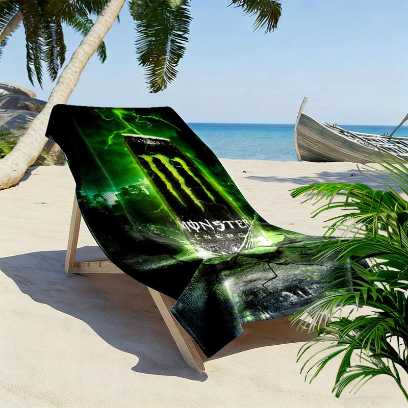 Monster Energy Drink Mega Power Can Beach Towel Beach Towel For Vacation Photos Soft Seaside Swim Quickdrying Swim Towel Beach Towel Printing