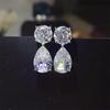 16 Carat D Color Moissanite Teardrop Dangle Earrings - Luxurious Full Diamond Teardrop, European American Style