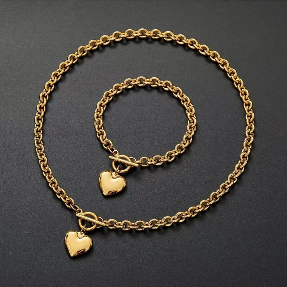2 Pieces Of Women's Creative Pearl Love Necklace With Bracelet Zircon Set For Weddings, Banquets, Parties, Festivals, Gifts8162