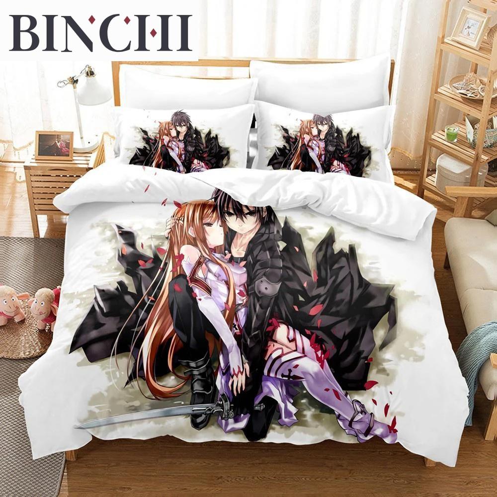 Anime Sword Art Online 3D Bedding Set Duvet Cover Pillowcase Boys Gift Home Textile Bed Linen