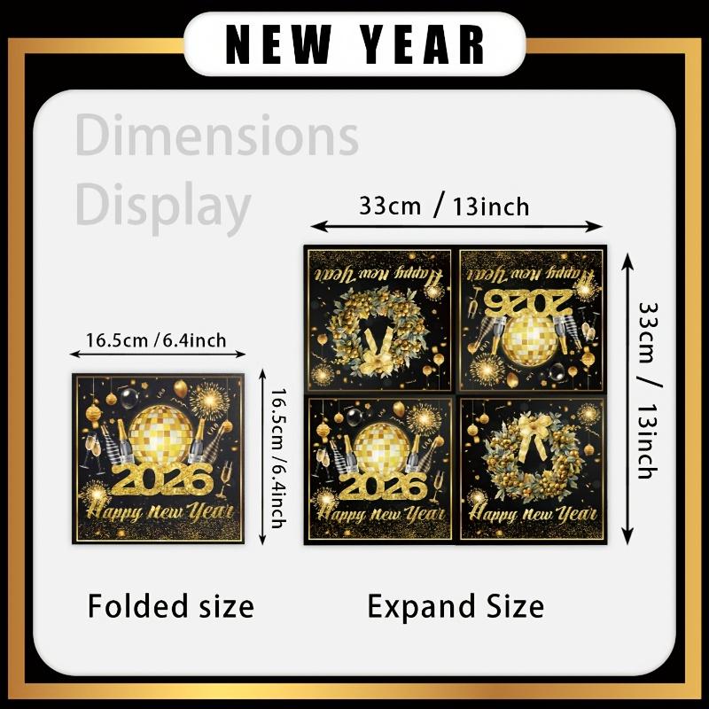 20/60pcs black and Golden theme 2026 New Year Christmas Party tissues. Disposable tissues are suitable for theme parties