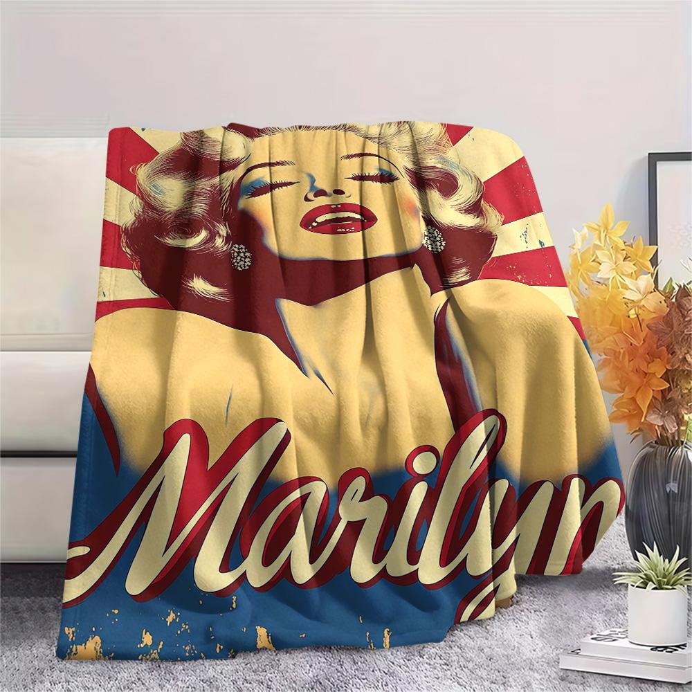1PC Marilyn Monroe Print FlAannel Blanket, High quality Comfortable for All Seasons, Home Decor, Warmth and Comfort