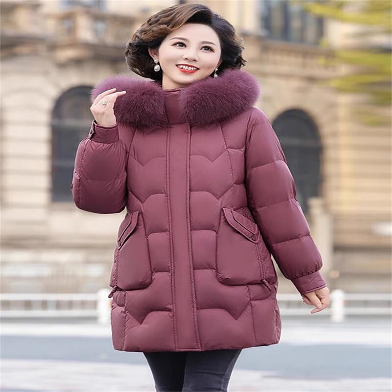 Xue Zhong Fei 2024 Women's Fox Fur Collar Mid-Length Down Jacket