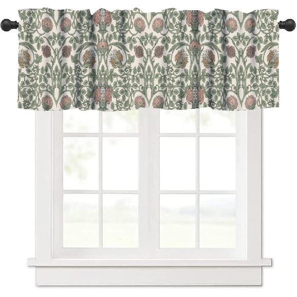 Rustic Cabin Kitchen Valances Curtain,Vintage Country Farmhouse Bear Moose Deer Rod Pocket Small Valance Treatments for Living Room Bedroom