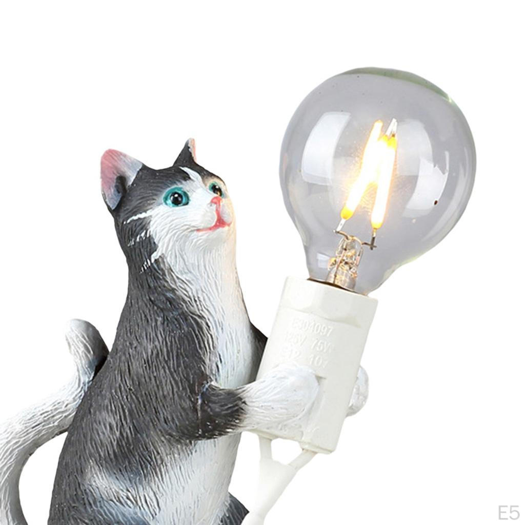 Artificial Cat Shaped Bedside Table Wall Lamp Desk Night light house Decoration Housewarming Gift
