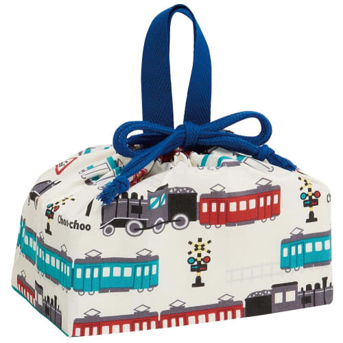 Skater GO! GO! TRAIN Children's Drawstring Lunch Bag, Made in Japan, Boys' KB7-A