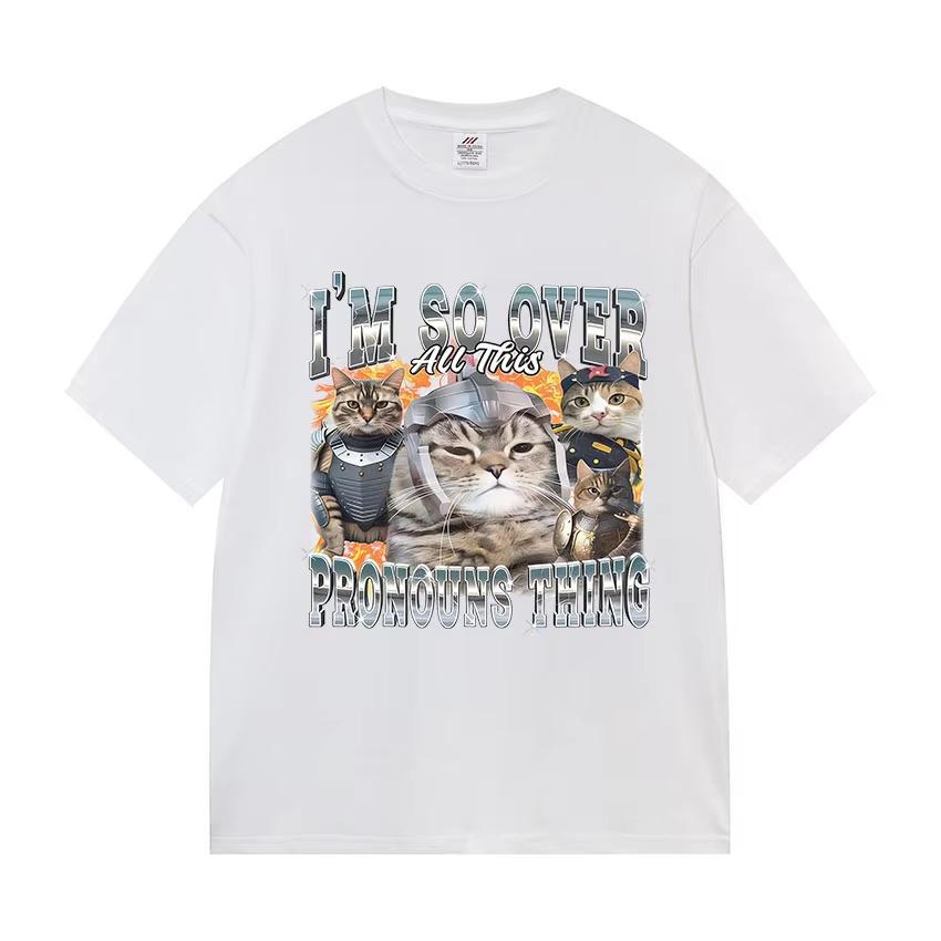 Funny Cat Graphic Print T Shirt Gang Cat Cool Hip Hop Short Sleeve Tshirts Mens Vintage High Quality Oversized Cotton Tees Top