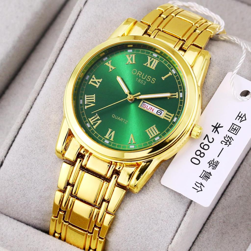 Men's Automatic Luminous Waterproof Calendar Watch with Round Glass Mirror