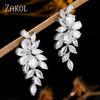 ZAKOL Fashionable Exquisite Leaf Style Copper Zircon Dangle Earring For Women Novel Charm Daily Party Jewelry Gifts