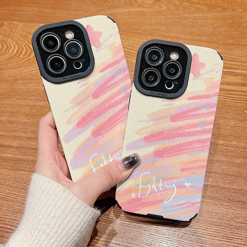Vertical Leather Shell Colored Painting Printed Patterned Shockproof Soft Silicone Case with Camera Lens Full Protection for IPhone Samsung