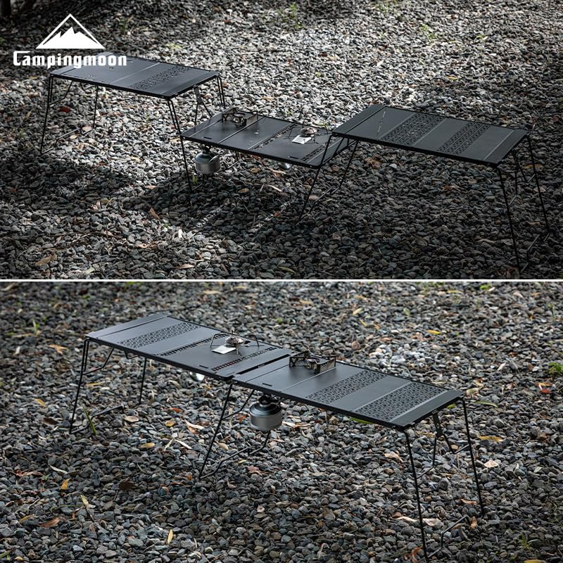 CAMPING MOON IGT Bridge Table Top, Aluminum Laser Top, 2 Units, Black, CK-25F-2P