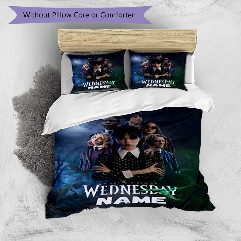 Wednesday's Enigmatic Journey 3-Piece Bedding Set, Soft Duvet Cover with 12 Pillowcases, Bedroom Home Decoration