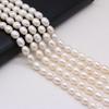 1String, White Rice Shape Pearl 7-8mm, Fashion Women Natural Freshwater Pearl Beads for Jewelry Making DIY Crafts, Luxury Bulk Gifts 36cm