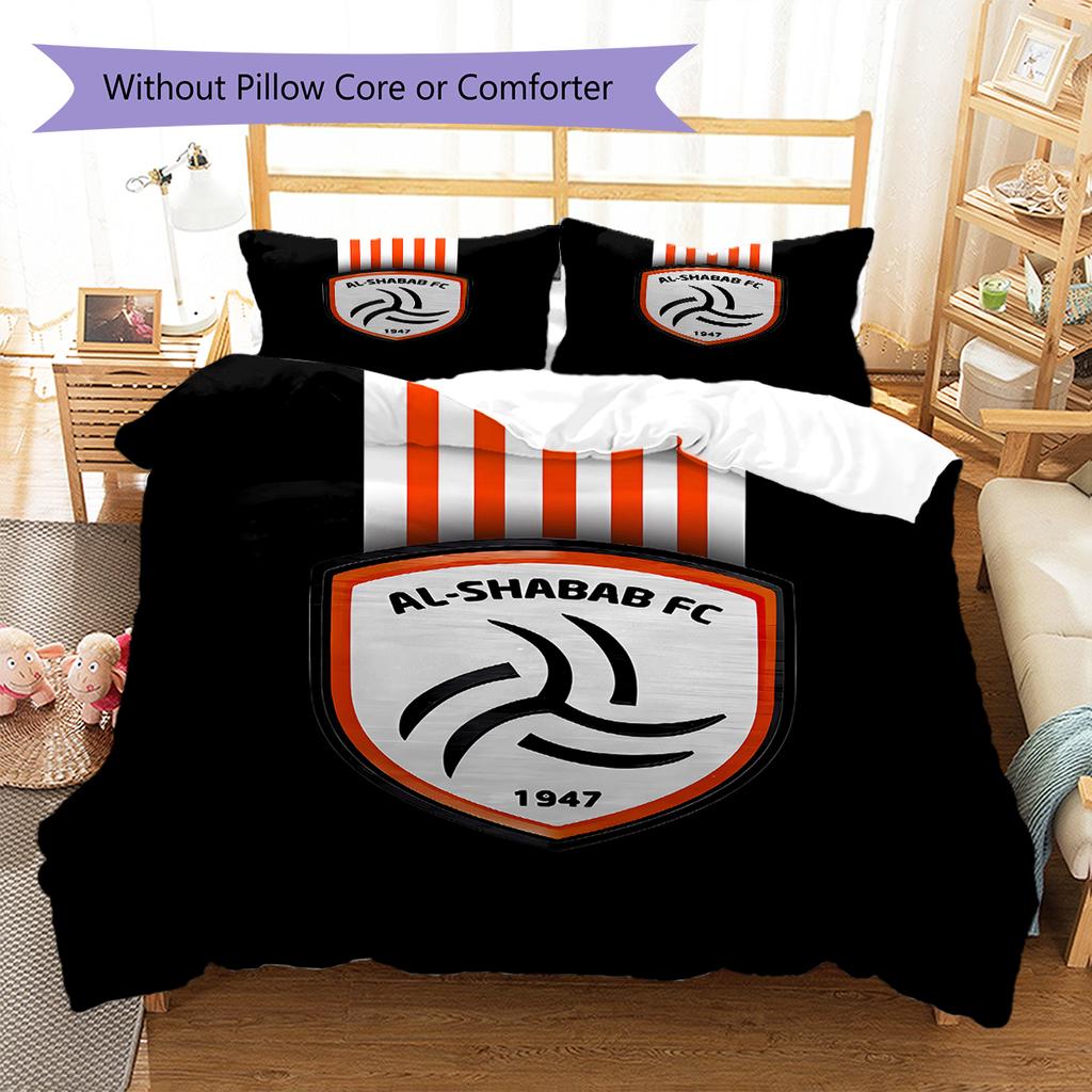 Al-Shabab FC Pattern Bedding,Quilt Set Quilt Cover Pillowcase Home Birthday Gift (1 * duvet cover + 2 * pillowcase, without core)