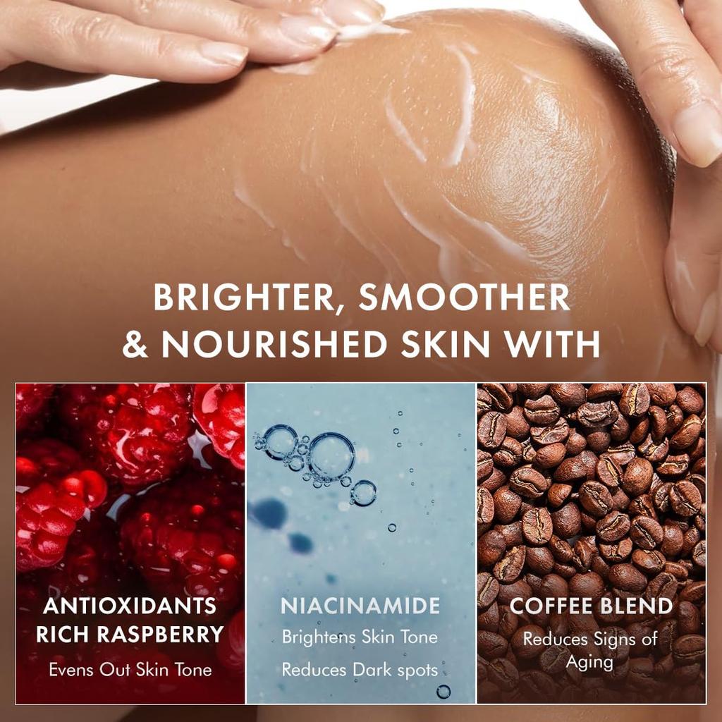 mCaffeine Brightening SPF 50 PA+++ Body Sunscreen Lotion 200 ml Lightweight Non Sticky Hydrating Sun Protection Body Lotion