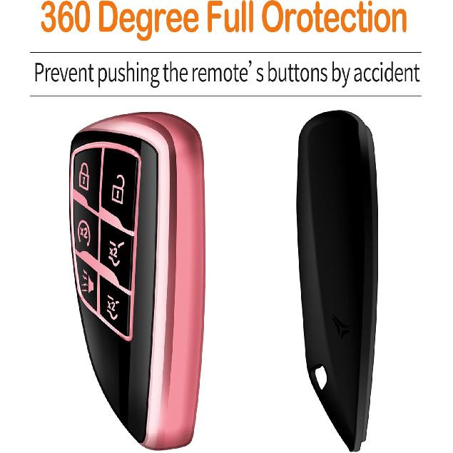 Sindeda For Chevy Key Fob Cover With Keychain Soft Full Protection Key Shell Key Case Compatible With -2025 GMC Yukon Tahoe Suburban 1500 2500HD