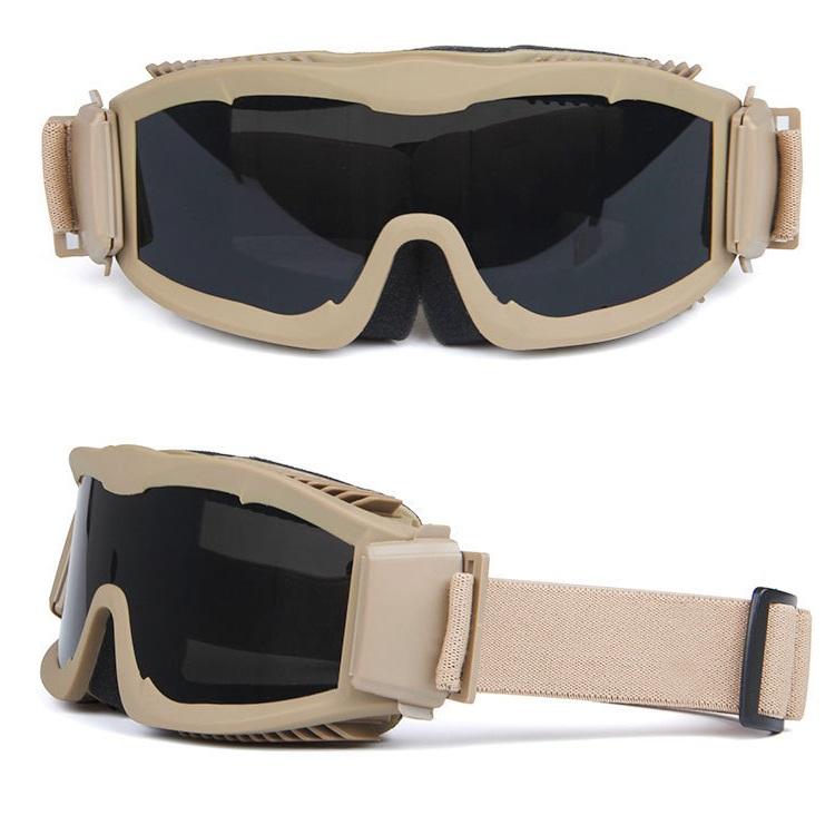 Windproof Sand & Fog Resistant Goggles 20×10cm 3 Pairs Lenses Polycarbonate Lens Material