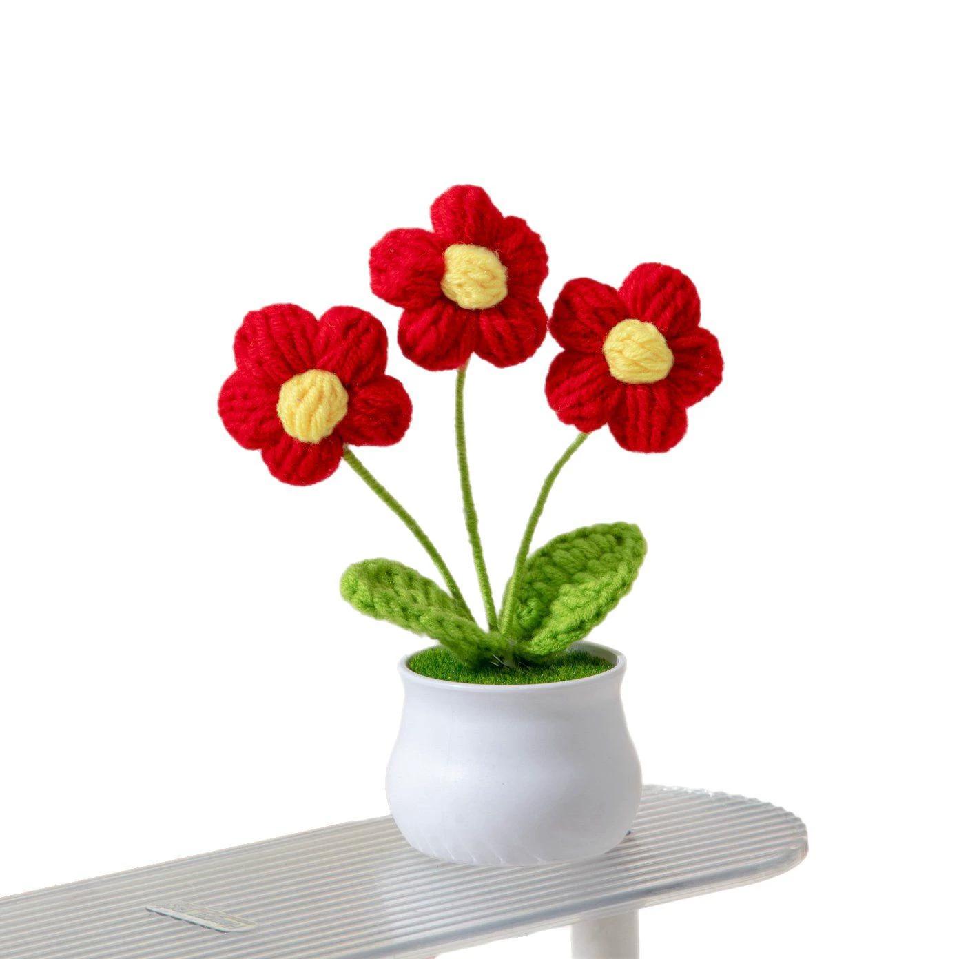 Ramo de flores tejidas a mano maceta de lirio de los valles decoración de hogar regalo artesanal