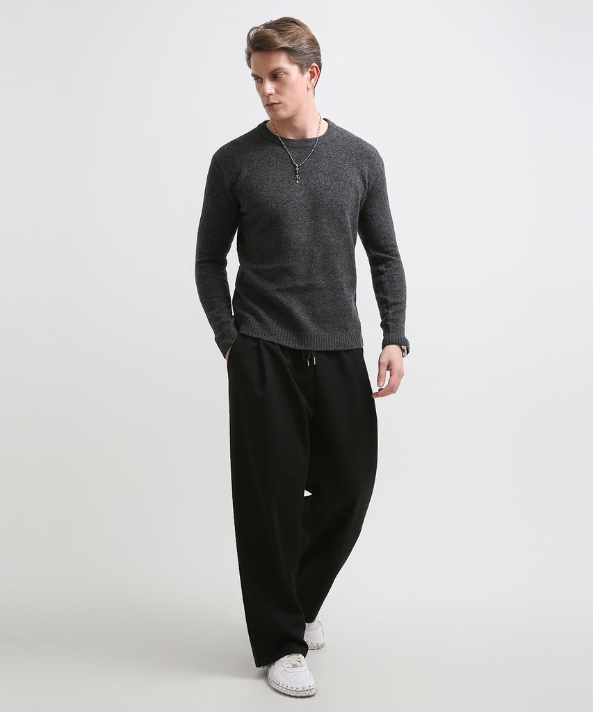 Seuteulaikeu Fine Blend Classic Crew Neck Knit (Charcoal)