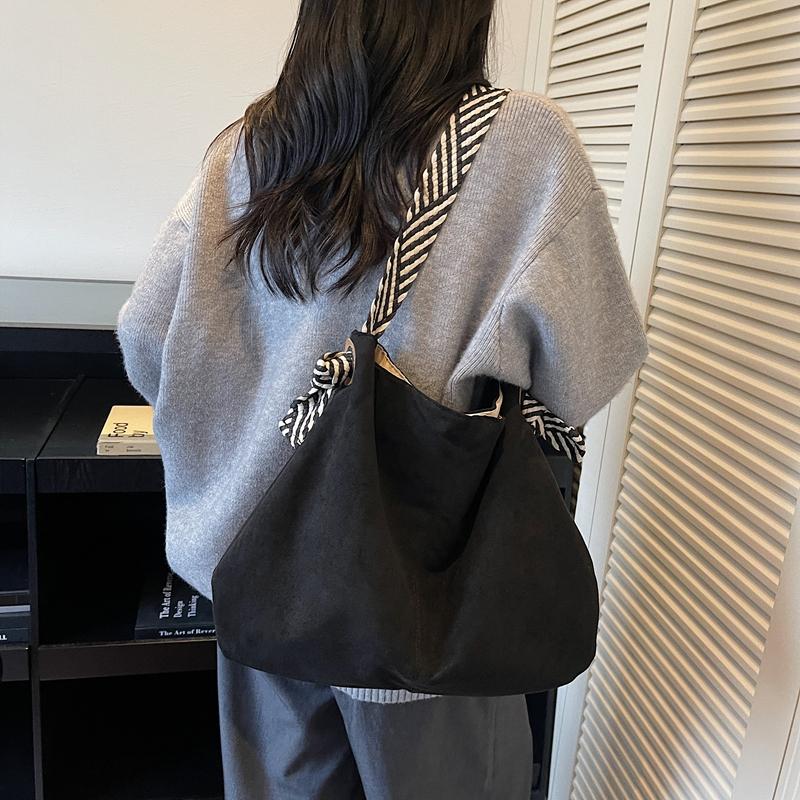 Suede Tote Bag Work Commuter Shoulder Bag Women's Large Capacity Underarm Bag