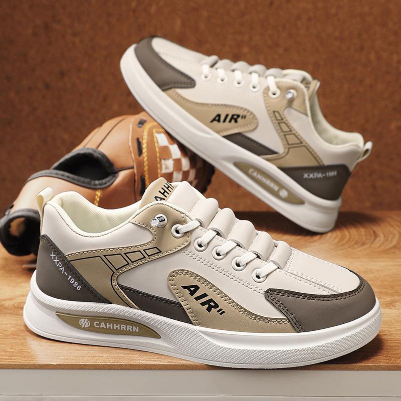 Tide shoes 2025 new board shoes men's spring and summer leather surface casual sports shoes waterproof men's shoes student shoes