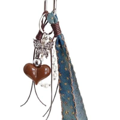 Heart Braided Keychain Bag Charms Purse Handbag Bag Accessories Backpack Pendant Charm Car Keychain Hanging Ornaments
