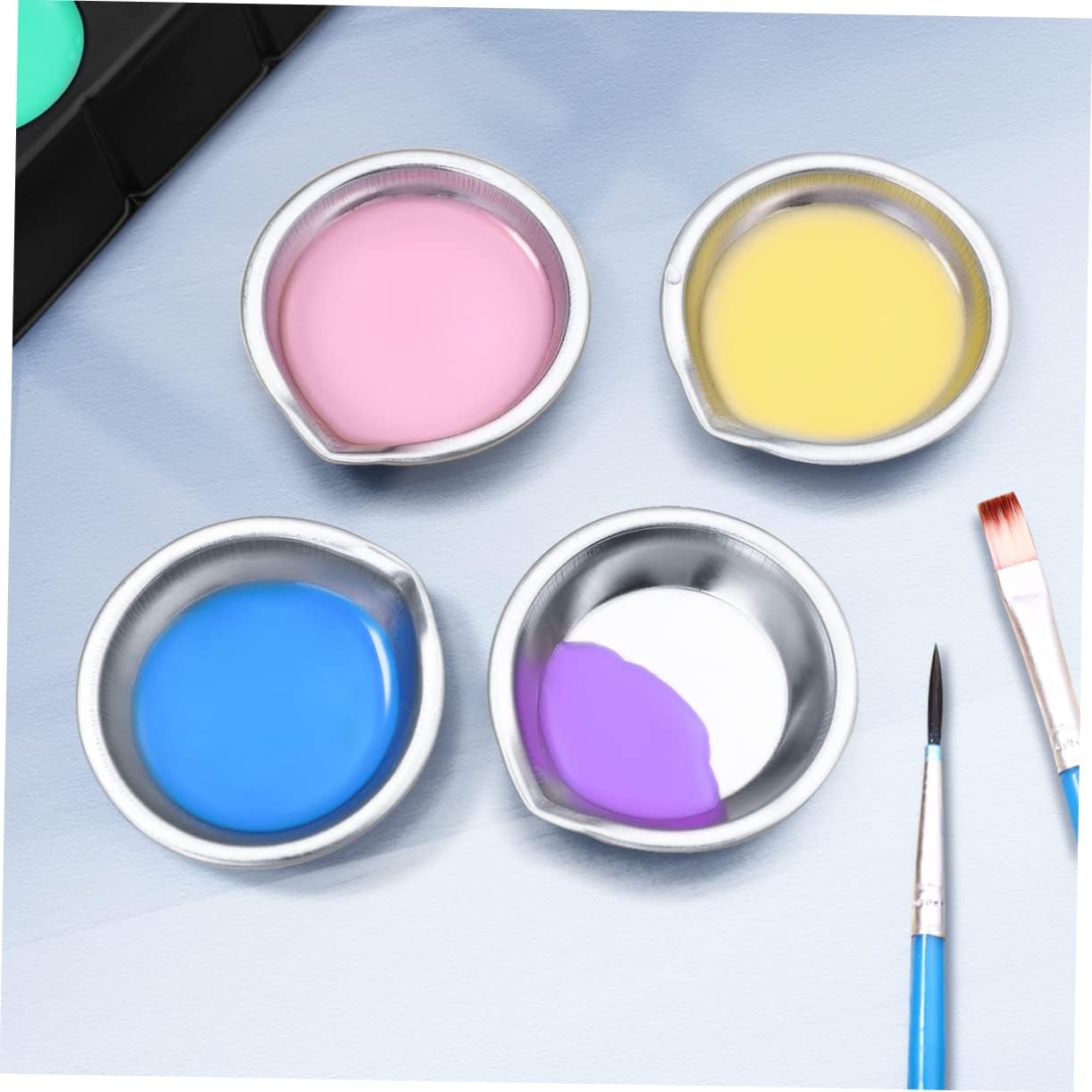 

Cabilock Paint Palettes Watercolor Painting Tray: 12 Pcs Stainless Steel Paint Pallet, Paint Holder for , Mini Mixing Palette, Painting Palette for