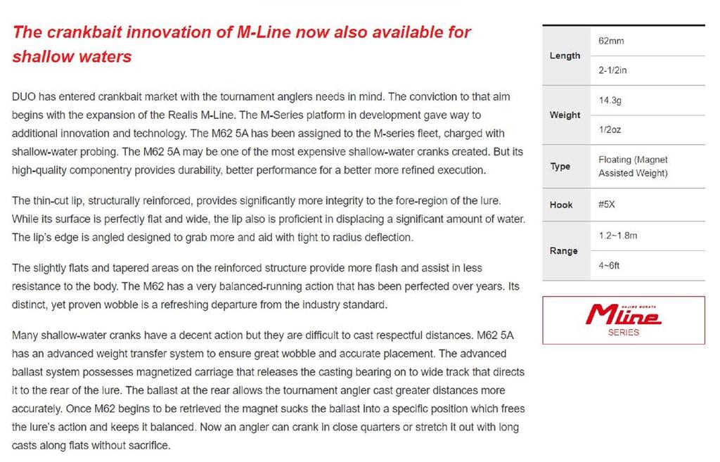 DUO Realis Crank M62 5A Floating Lure ACC3083 (6659)