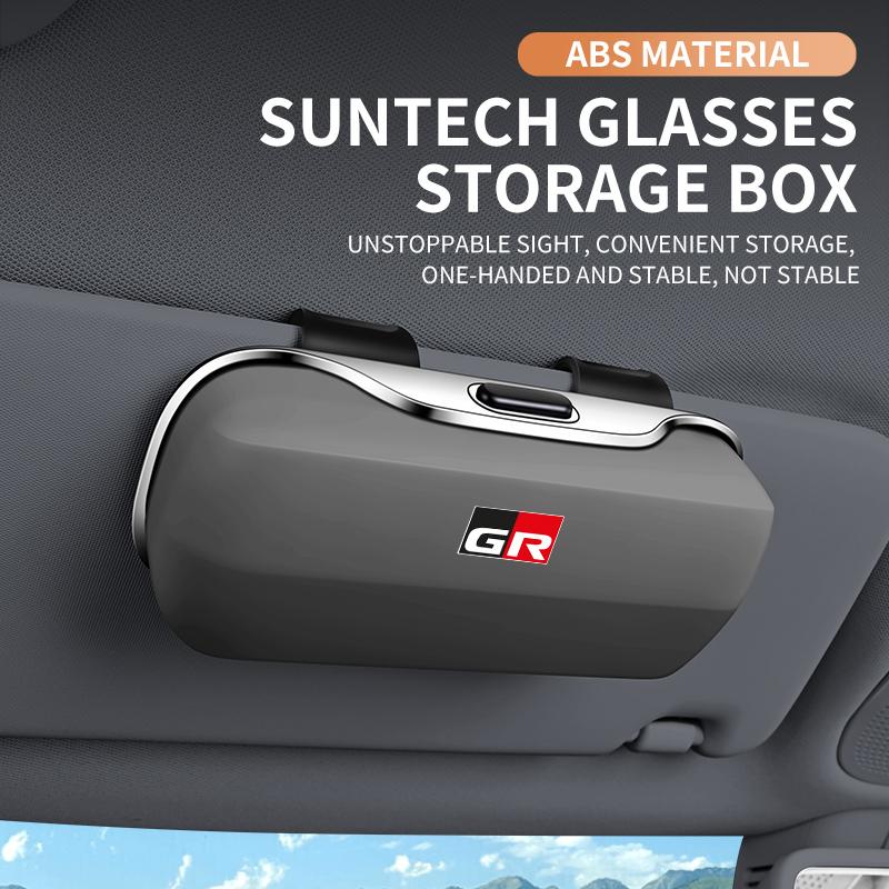 AACT1 Car Eyewear Case Box Sunglasses Holder Sun Visor Storage Protective Frame Box Glasses Clip For Toyota GR Sport Rav4 Yaris Camry