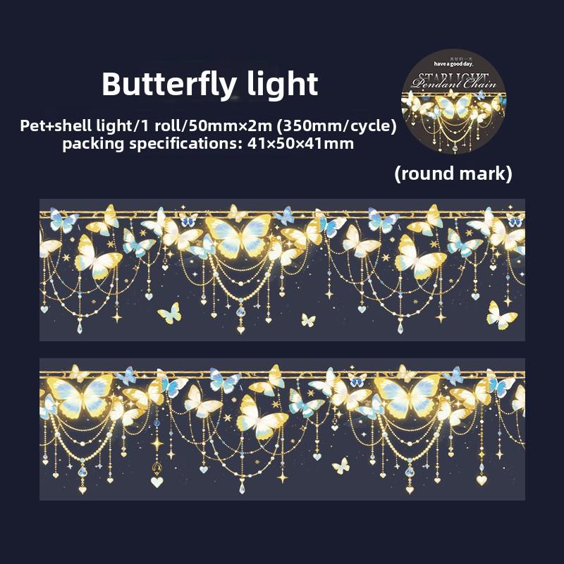 PET Tape Vintage Butterfly Starlight Pendant Decorative For DIY Journal Scrapbooking Collage Gift Wrapping Stationery PET Tape