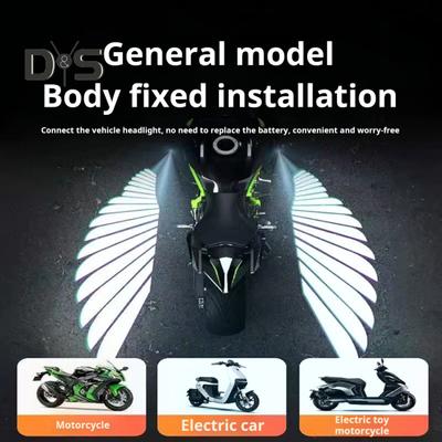 1 par de luces LED con logotipo de motocicleta, proyector de 3 W con logotipo de ala de ángel, resistente al agua, accesorios de luz de sombra para motocicleta